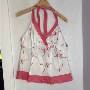 Torrid white Pink Halter Top embroidered cottagecore boho 1X